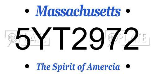 5YT2972 Massachusetts License Plate
