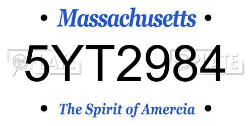 5YT2984 Massachusetts License Plate