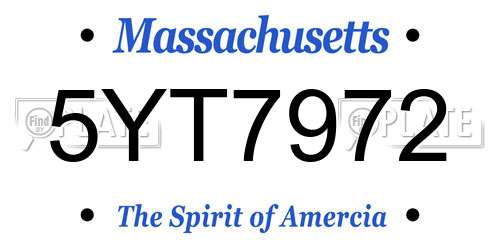 5YT7972 Massachusetts License Plate