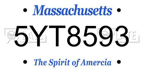 5YT8593 Massachusetts License Plate