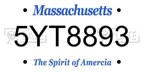 5YT8893 Massachusetts License Plate