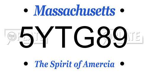 5YTG89 Massachusetts License Plate