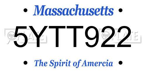 5YTT922 Massachusetts License Plate
