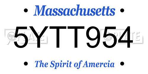 5YTT954 Massachusetts License Plate