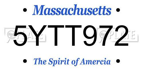5YTT972 Massachusetts License Plate