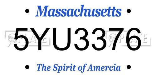 5YU3376 Massachusetts License Plate