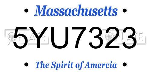 5YU7323 Massachusetts License Plate