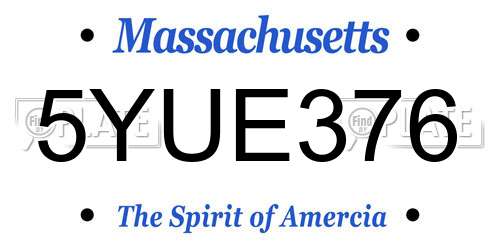 5YUE376 Massachusetts License Plate