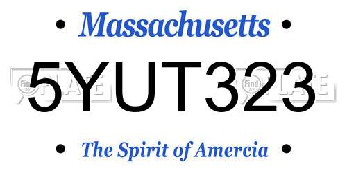 5YUT323 Massachusetts License Plate
