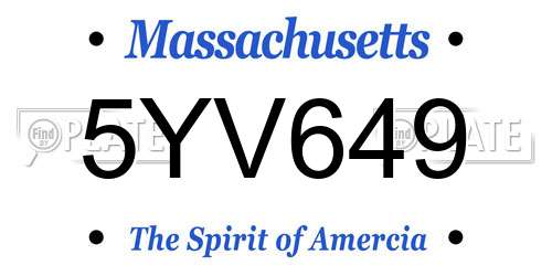 5YV649 Massachusetts License Plate