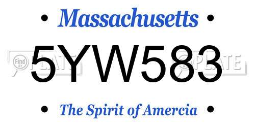 5YW583 Massachusetts License Plate