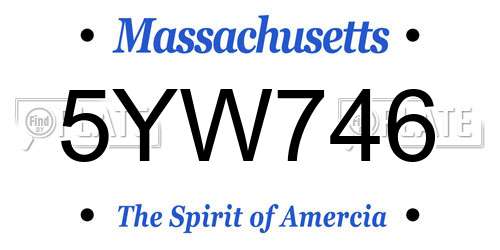 5YW746 Massachusetts License Plate