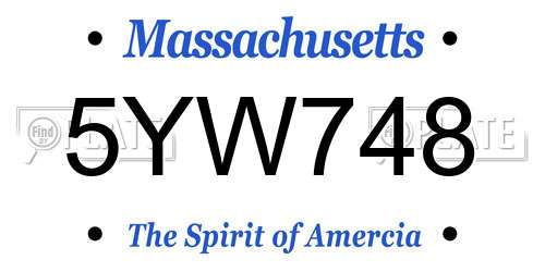5YW748 Massachusetts License Plate