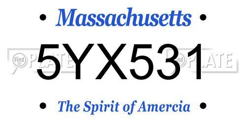5YX531 Massachusetts License Plate