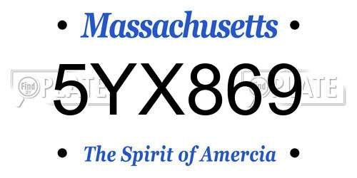 5YX869 Massachusetts License Plate