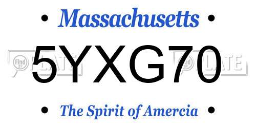 5YXG70 Massachusetts License Plate