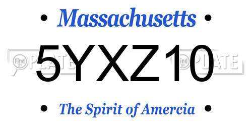5YXZ10 Massachusetts License Plate