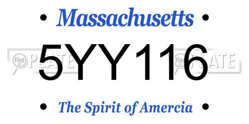 5YY116 Massachusetts License Plate