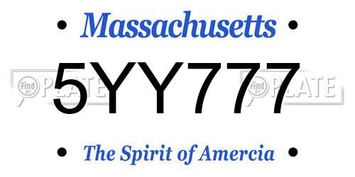 5YY777 Massachusetts License Plate