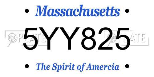 5YY825 Massachusetts License Plate