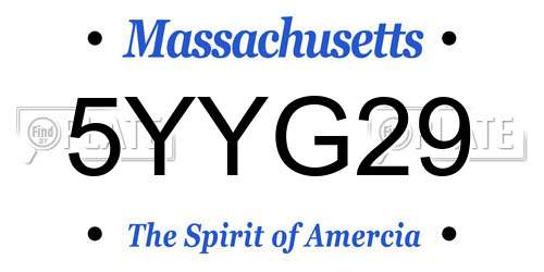 5YYG29 Massachusetts License Plate