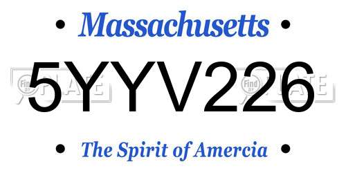 5YYV226 Massachusetts License Plate