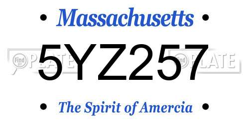 5YZ257 Massachusetts License Plate