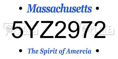 5YZ2972 Massachusetts License Plate