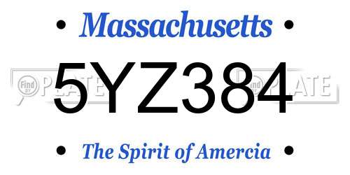 5YZ384 Massachusetts License Plate