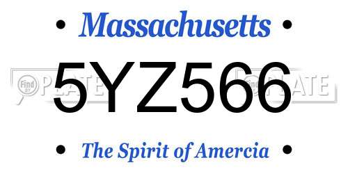 5YZ566 Massachusetts License Plate