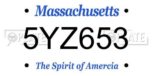 5YZ653 Massachusetts License Plate