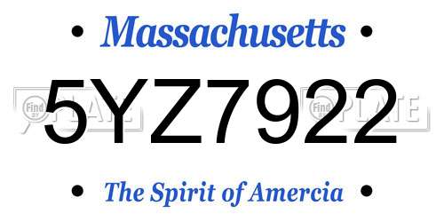 5YZ7922 Massachusetts License Plate
