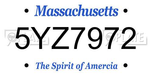 5YZ7972 Massachusetts License Plate
