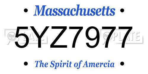 5YZ7977 Massachusetts License Plate
