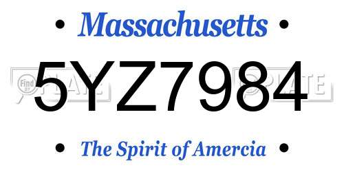 5YZ7984 Massachusetts License Plate