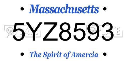 5YZ8593 Massachusetts License Plate
