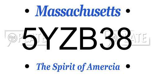 5YZB38 Massachusetts License Plate