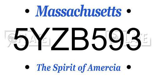 5YZB593 Massachusetts License Plate