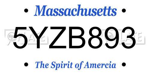 5YZB893 Massachusetts License Plate