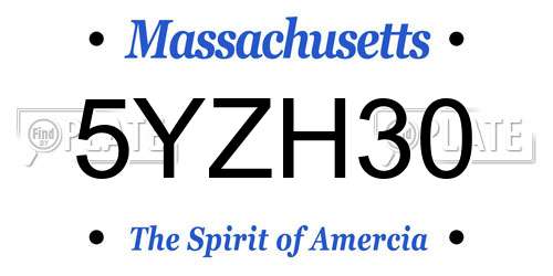 5YZH30 Massachusetts License Plate