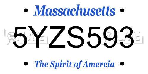5YZS593 Massachusetts License Plate
