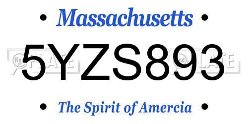 5YZS893 Massachusetts License Plate