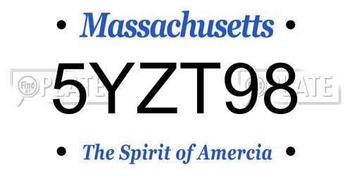5YZT98 Massachusetts License Plate