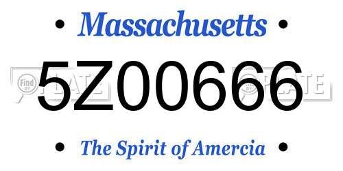 5Z00666 Massachusetts License Plate