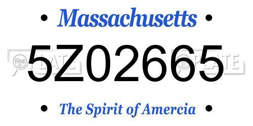 5Z02665 Massachusetts License Plate