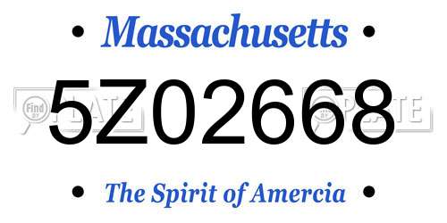 5Z02668 Massachusetts License Plate