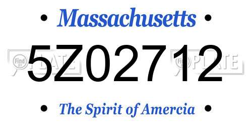 5Z02712 Massachusetts License Plate