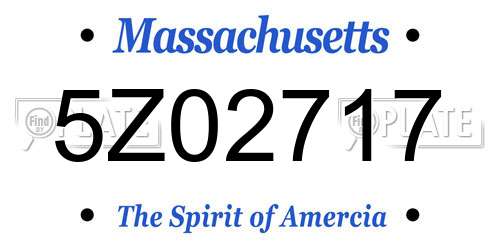 5Z02717 Massachusetts License Plate