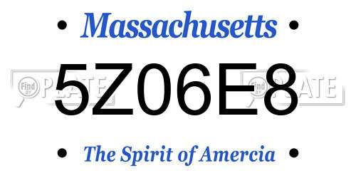 5Z06E8 Massachusetts License Plate