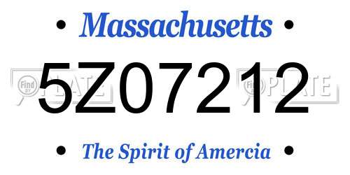 5Z07212 Massachusetts License Plate